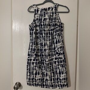 Michael Kors Navy and White Patterned Mini Dress